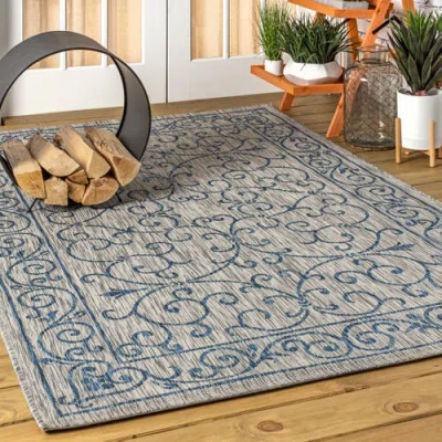 Jonathan Y Charleston Vintage Filigree Textured Weave Indoor/outdoor Area Rug In Blue