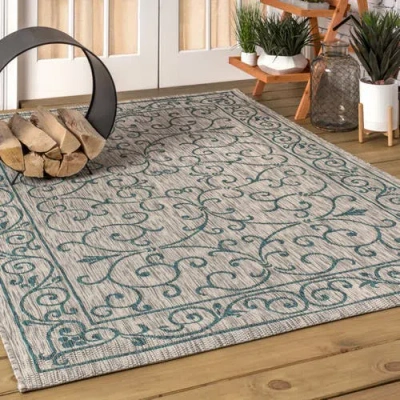 Jonathan Y Charleston Vintage Filigree Textured Weave Indoor/outdoor Area Rug In Grey