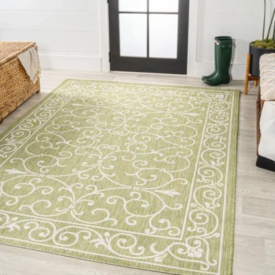 Jonathan Y Charleston Vintage Filigree Textured Weave Indoor/outdoor Area Rug In Green