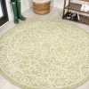 Jonathan Y Charleston Vintage Filigree Textured Weave Indoor/outdoor Round Area Rug In Green/cream