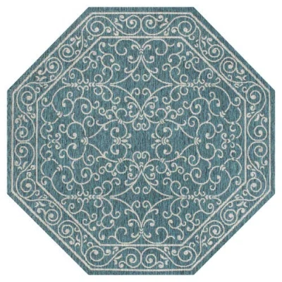 Jonathan Y Charleston Vintage Filigree Textured Weave Octagon Indoor/outdoor Area Rug In Blue