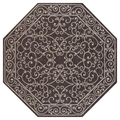 Jonathan Y Charleston Vintage Filigree Textured Weave Octagon Indoor/outdoor Area Rug In Black