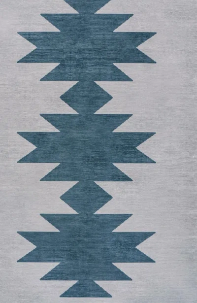 Jonathan Y Chayton Minimalist Geometric Machine-washable Area Rug In Blue