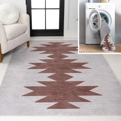Jonathan Y Chayton Minimalist Geometric Machine-washable Area Rug In Gray/brown