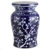 Jonathan Y Cherry Blossom 17.75" Ceramic Garden Stool In Navy/white