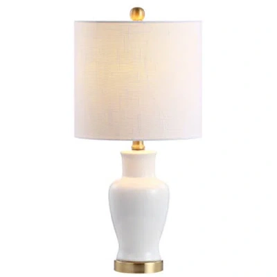 Jonathan Y Chi Ceramic/iron Modern Classic Led Table Lamp In White