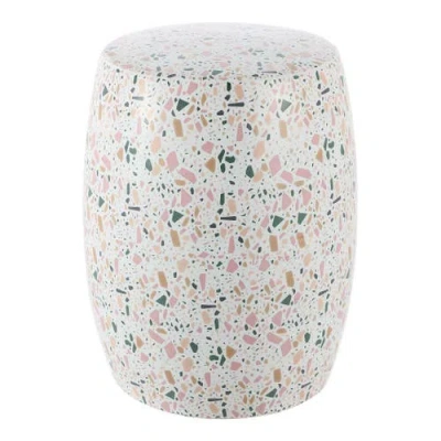 Jonathan Y Chiara 17.5" Terrazzo Ceramic Garden Stool In White