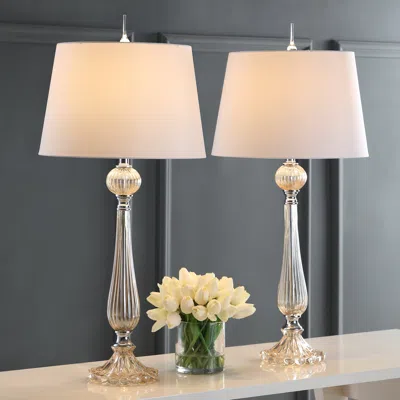 Jonathan Y Chloe 32.5" Glass Led Table Lamp In Gold