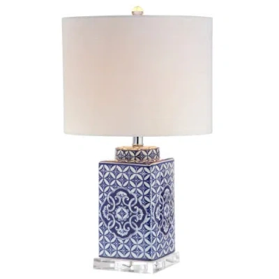 Jonathan Y Choi 23" Chinoiserie Led Table Lamp, Blue/white