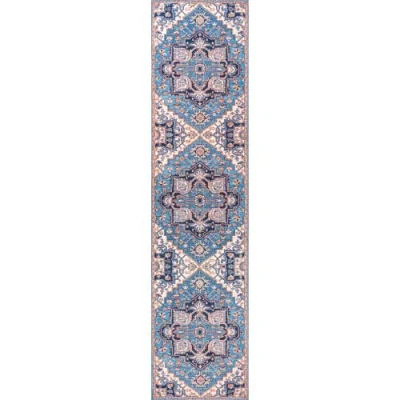 Jonathan Y Cirali Ornate Large Medallion Machine-washable Area Rug In Blue/beige