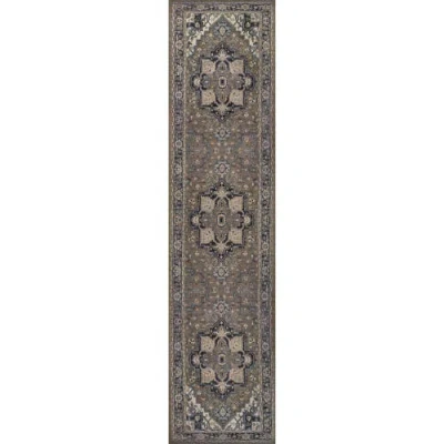 Jonathan Y Cirali Ornate Large Medallion Machine-washable Area Rug In Green/navy/cream