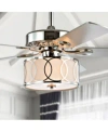 Jonathan Y Circe 52" 3-light Drum Shade Led Ceiling Fan With Remote In Chrome