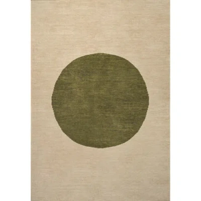 Jonathan Y Cirkel Minimalist Geometric Dot Machine-washable Area Rug In Cream/green