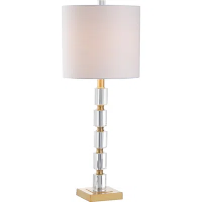 Jonathan Y Claire 28.5" Crystal Led Table Lamp, Clear/brass In Clear/brass Gold