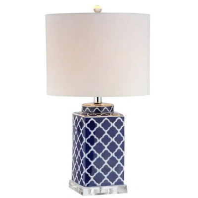 JONATHAN Y JONATHAN Y CLARKE 23" CHINOISERIE LED TABLE LAMP, BLUE/WHITE