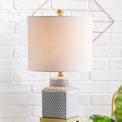 Jonathan Y Cleo 21.5" Ceramic/metal Ginger Jar Led Table Lamp In Neutral