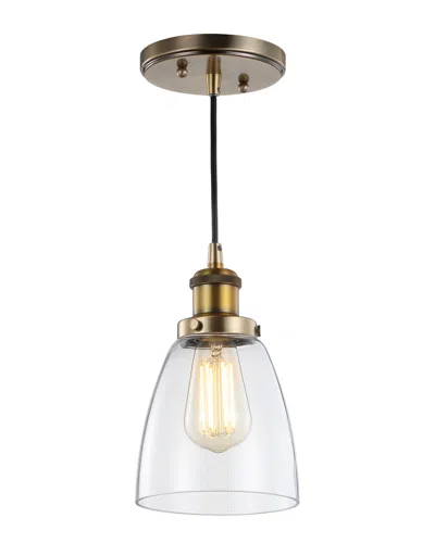 Jonathan Y Cleo 5.5in Adjustable Metal Glass Led Pendant In Brown