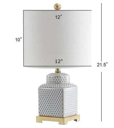 Jonathan Y Cleo Ceramic/metal Ginger Jar Led Table Lamp In White/navy