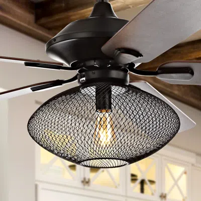 Jonathan Y Clift 52" 1-light Mid-century Led Ceiling Fan With Remote In Black