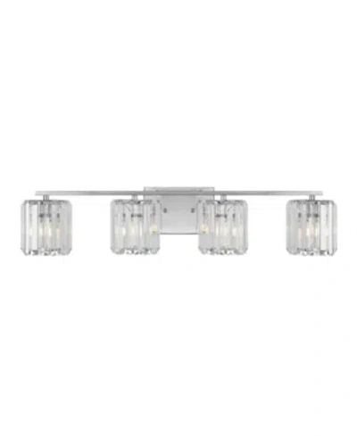 Jonathan Y Coco Prism Vintage-like 4-light Classic Glam Led Vanity Light In Silver-tone