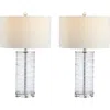 Jonathan Y Cole 27.5in Modern Fused Glass Cylinder Led Table Lamp In Clear