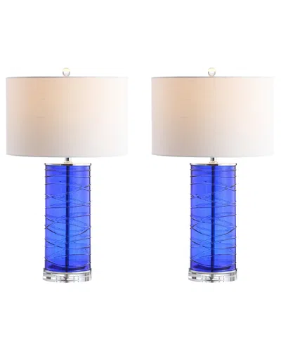 Jonathan Y Cole 27.5in Modern Fused Glass Cylinder Led Table Lamp In Multi
