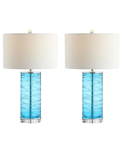 JONATHAN Y JONATHAN Y COLE 27.5IN MODERN FUSED GLASS CYLINDER LED TABLE LAMP