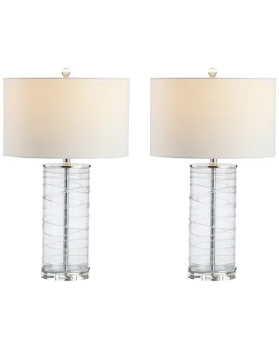 JONATHAN Y JONATHAN Y COLE 27.5IN MODERN FUSED GLASS CYLINDER LED TABLE LAMP