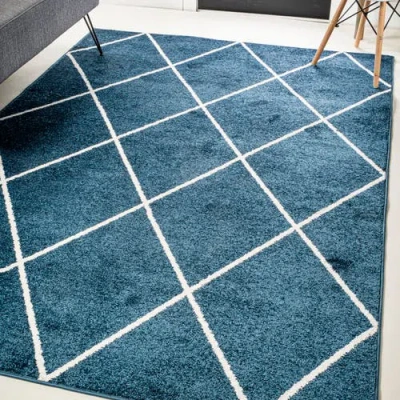 Jonathan Y Cole Minimalist Diamond Trellis Area Rug In Navy/white