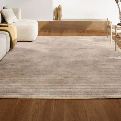 Jonathan Y Cole Modern Minimalist Pinstripe High-low Area Rug In White/gold