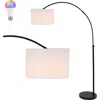 Jonathan Y Collier 70" Industrial Vintage-inspired Head-and-height-adjustable Iron Led Arc Floor Lamp With Smar In Black