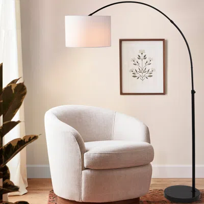 Jonathan Y Collier 70" Industrial Vintage Head-and-height-adjustable Iron Led Arc Floor Lamp With Smart Bulb In Black