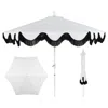 Jonathan Y Collins 9 Ft. Classic Cottage Fringe Tassel Market Patio Umbrella With Auto-tilt Crank, Wind Vent An In White