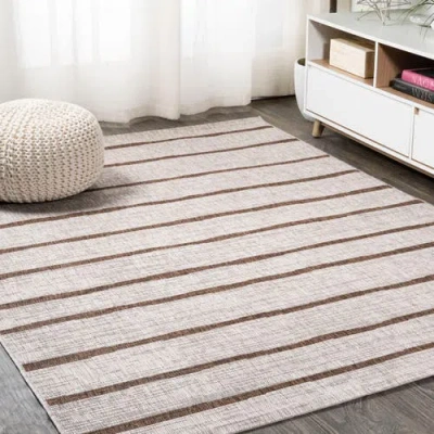 Jonathan Y Colonia Berber Stripe Indoor/outdoor Area Rug In Beige/brown