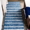 Jonathan Y Colonia Berber Stripe Indoor/outdoor Area Rug In Blue/ivory