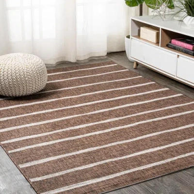 Jonathan Y Colonia Berber Stripe Indoor/outdoor Area Rug In Brown