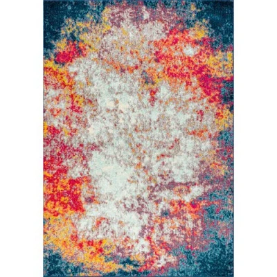 Jonathan Y Contemporary Pop Modern Abstract Area Rug In Cream/blue