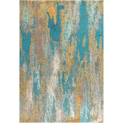 Jonathan Y Contemporary Pop Modern Abstract Vintage Waterfall Area Rug In Blue/brown/orange