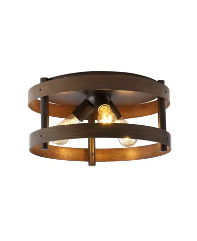 Jonathan Y Cooper 16" 3-light Farmhouse Industrial Iron Led Flush Mount