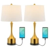 Jonathan Y Cooper 26" Classic French Country Iron Led Table Lamp With Usb Charging Port In Brass Gold