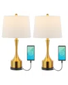 Jonathan Y Cooper 26in Set Of 2 French Country Iron Led Table Lamp With Usb Charging Port In Gold