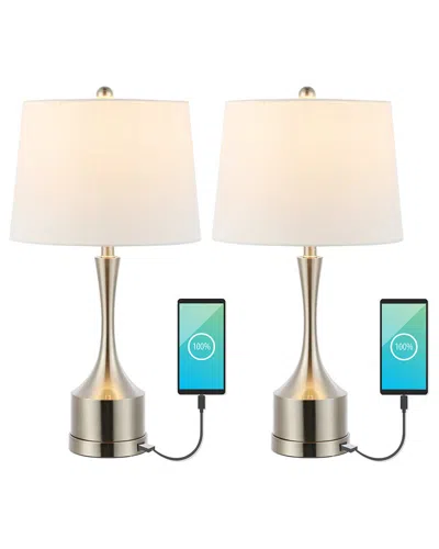 JONATHAN Y JONATHAN Y COOPER 26IN SET OF 2 FRENCH COUNTRY IRON LED TABLE LAMP WITH USB CHARGING PORT