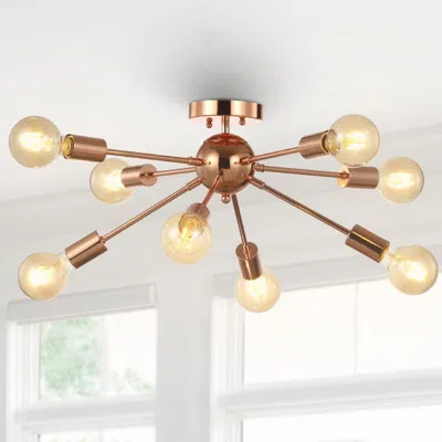 Jonathan Y Copper 30.5" 8-light Sputnik Metal Led Flush-mount In Gold