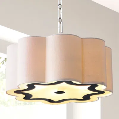 Jonathan Y Coquille 4-light 20" Adjustable Scalloped Shade Metal Led Pendant In Neutral