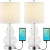 JONATHAN Y JONATHAN Y CORA 22" CLASSIC VINTAGE GLASS LED TABLE LAMP WITH USB CHARGING PORT