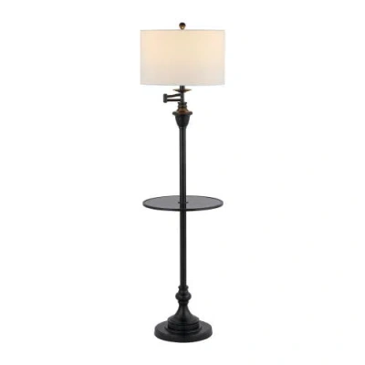 Jonathan Y Cora 60" Metal/glass Led Side Table And Floor Lamp In Black