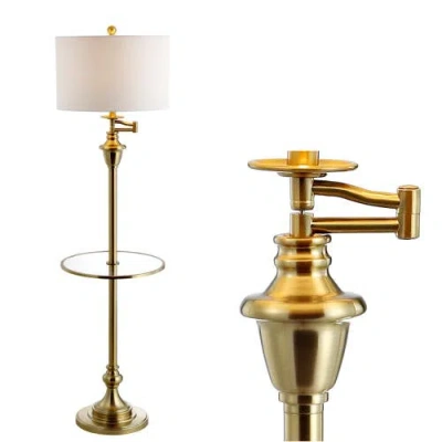 Jonathan Y Cora 60" Metal/glass Led Side Table And Floor Lamp In Brass Gold
