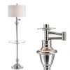 Jonathan Y Cora 60" Metal/glass Led Side Table And Floor Lamp In Chrome