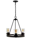 Jonathan Y Coronet 20in 3-light Iron/seeded Glass Rustic Farmhouse Led Chandelier In Metallic