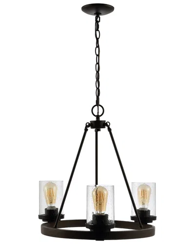 Jonathan Y Coronet 20in 3-light Iron/seeded Glass Rustic Farmhouse Led Chandelier In Metallic